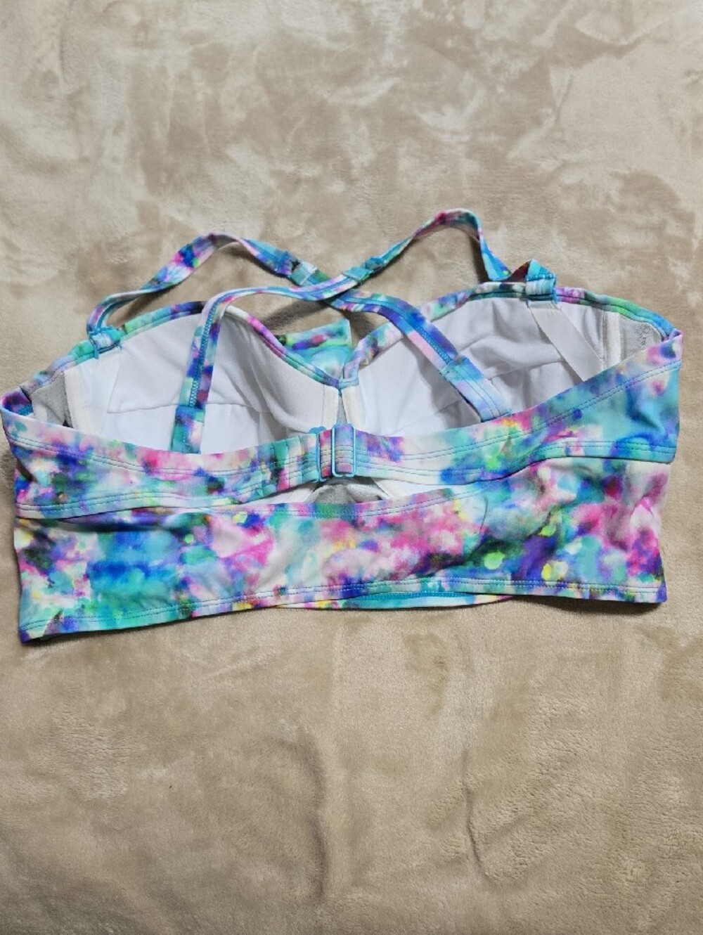 torrid Multicolor Tie-Dye Bikini Top - Blue Pink Green - Picture 5 of 7